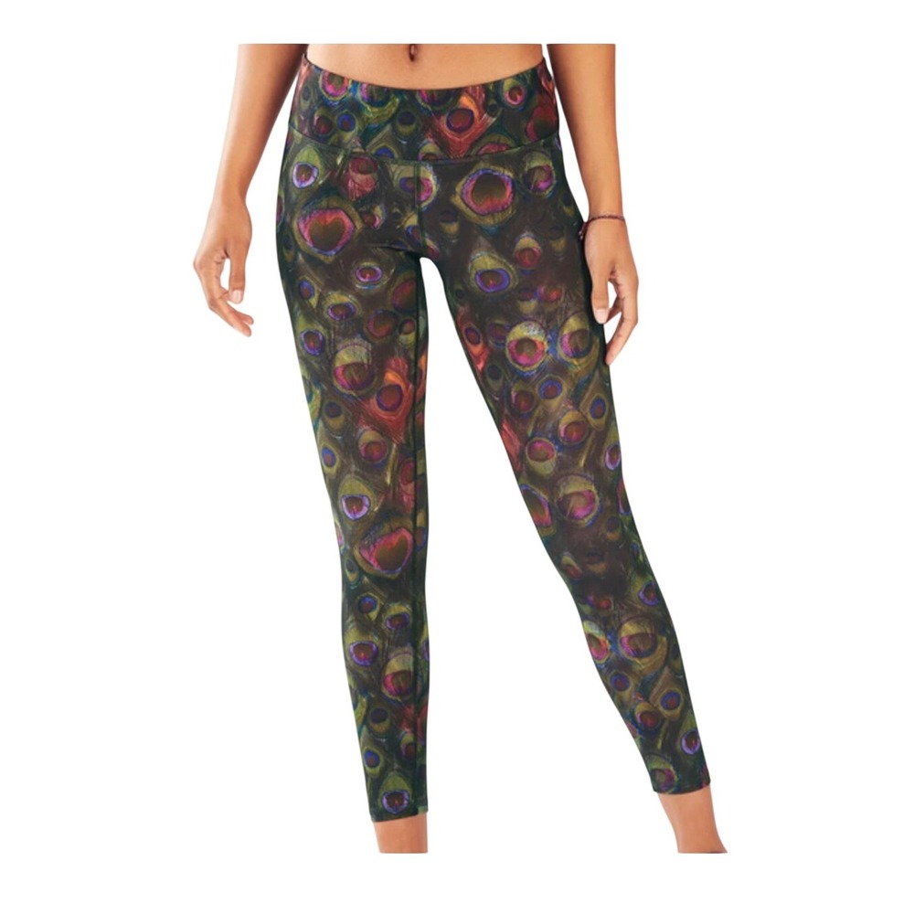 Fabletics Women Peacock Feather Print Leggings Purple Green CS1828245‎ S